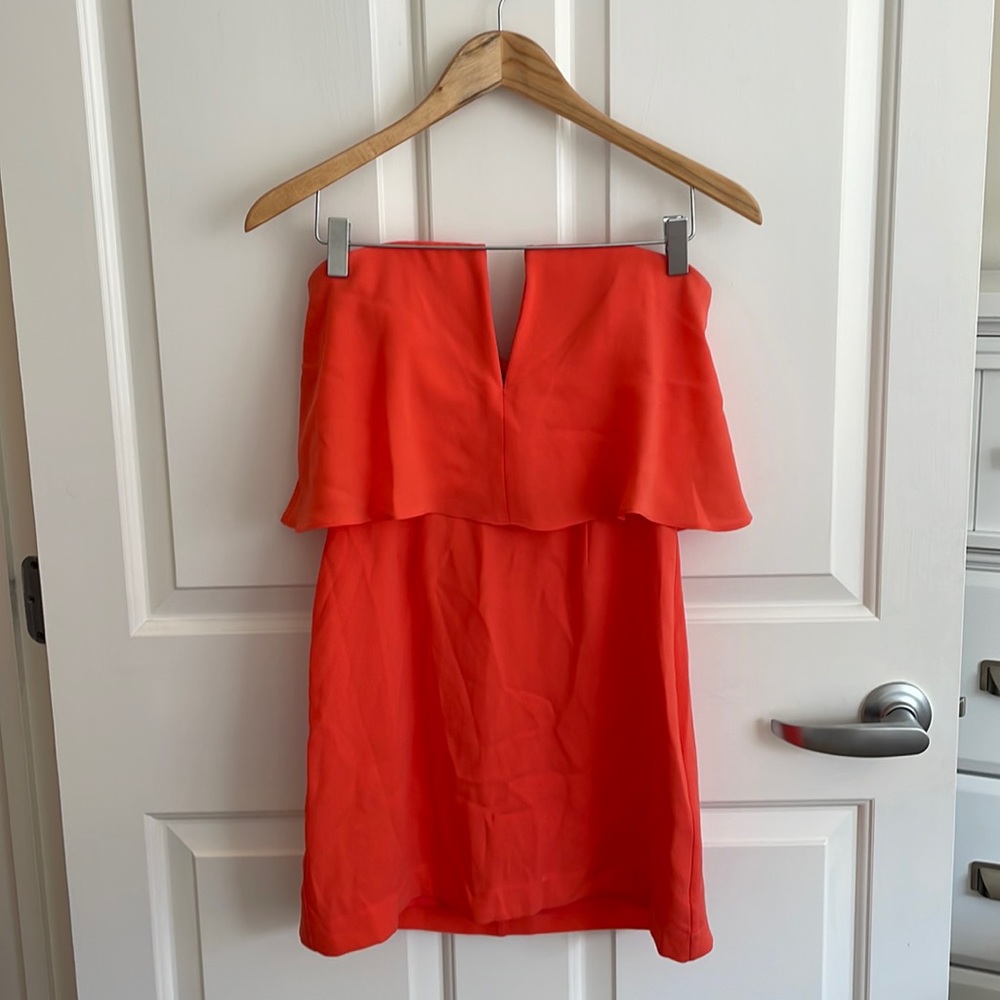 BCBG Max Azria Kate strapless mini dress, orange / coral / red, size 02 - Picture 9 of 16